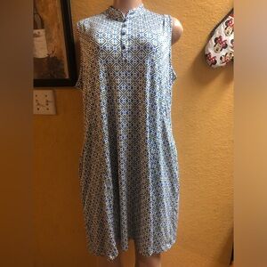 Sport Haley Blue and White Patterned Midi Dress